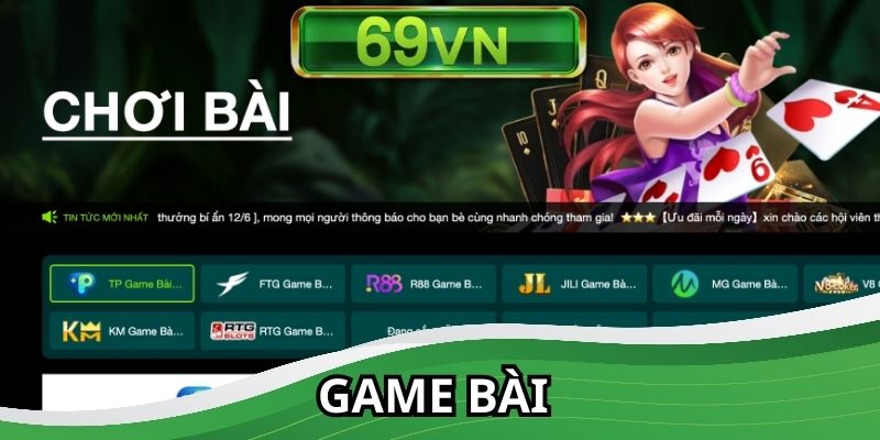 Game bài với phòng chơi hoạt động 24/24
